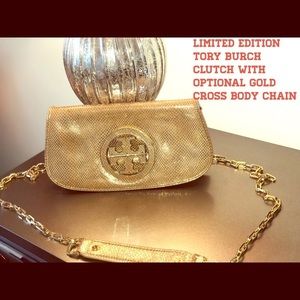 Limited Edition Gold Snakeskin Tory Burch Clutch
